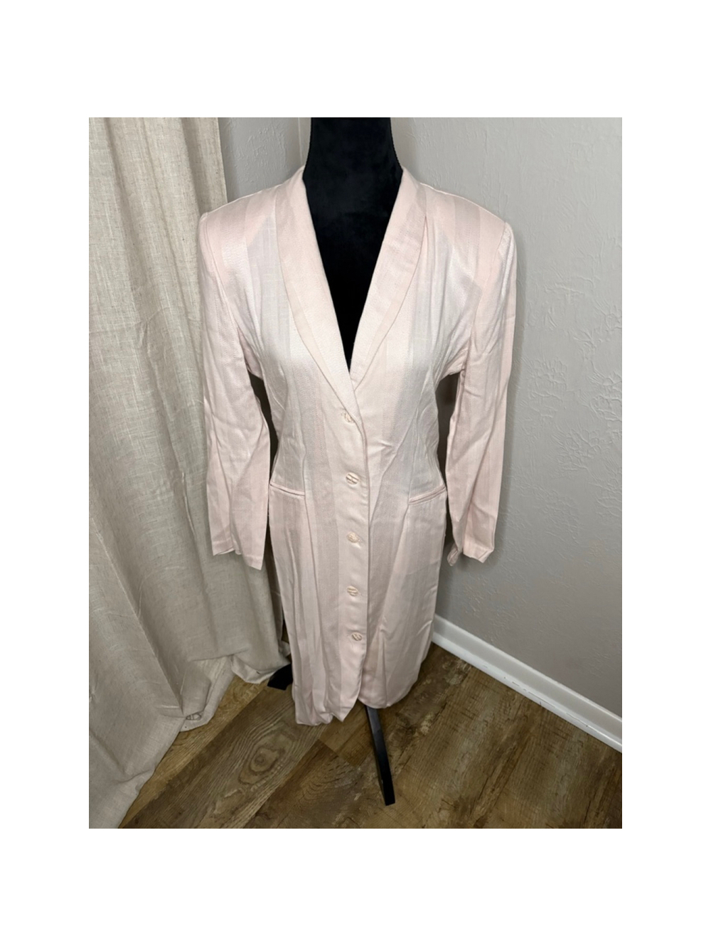 Vintage Michael Blair Light Baby Pink Striped Button Up Dress 11/12